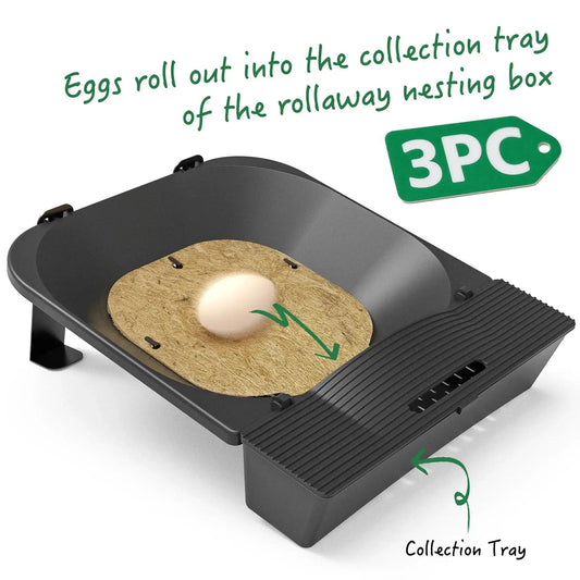 Roll-Away Hen Nesting Boxes 3-Pack with 3 Coconut Fiber Pads - ChickenNestPro